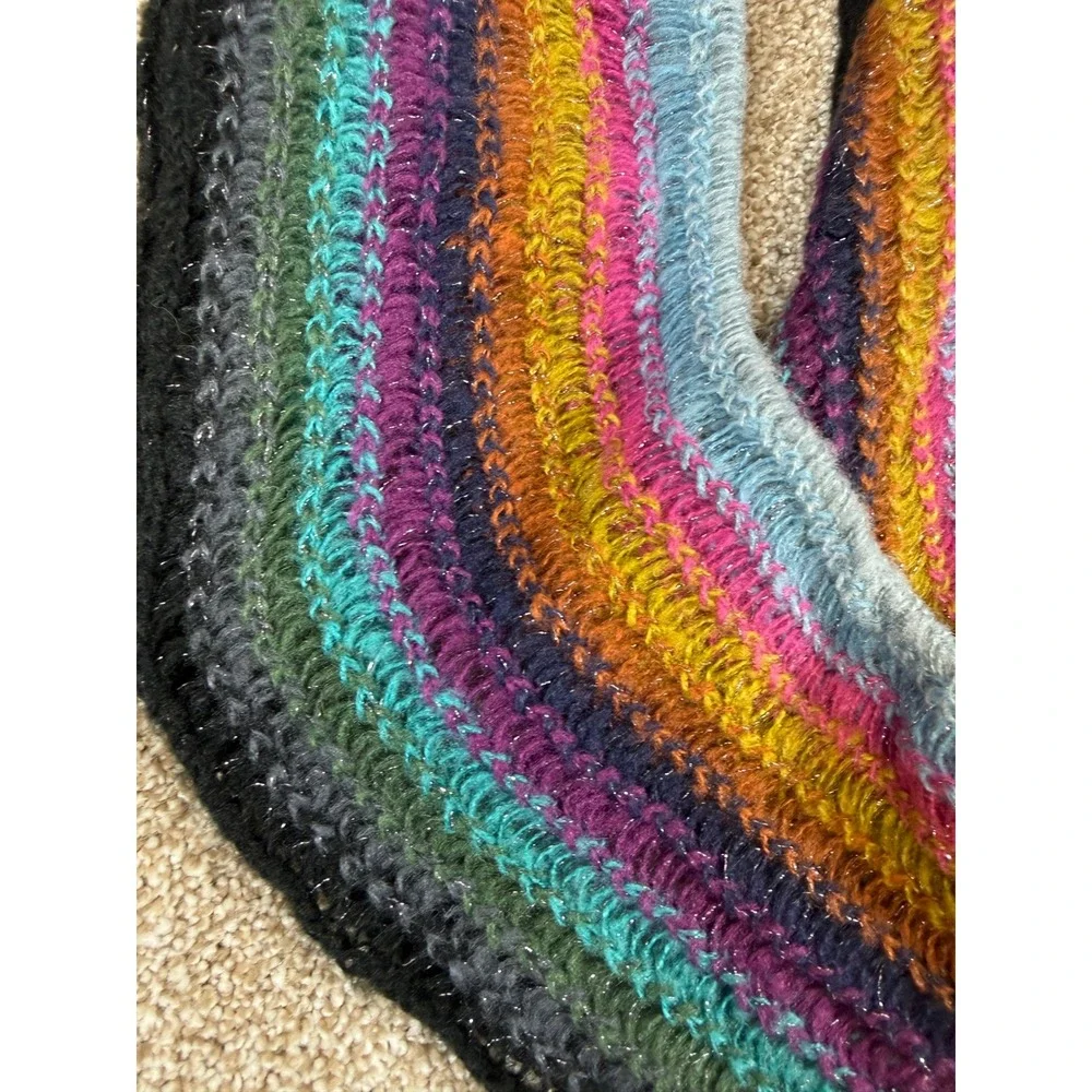 NWT Collection‎ Eighteen Rainbow Striped Metallic Boho Knit Scarf Festival Cozy